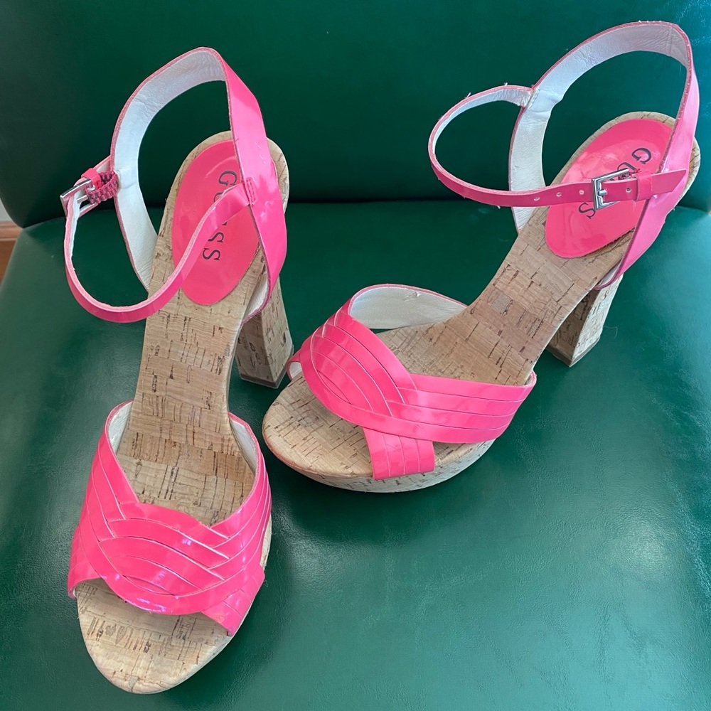 Guess Pink Strappy Heels - Size 8